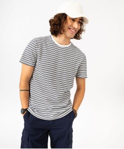 Tee-shirt à manches courtes en maille texturée à rayures homme
